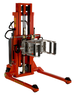 樂吉騰卷夾堆高車,用卷夾抓取，抬升和翻轉卷軸